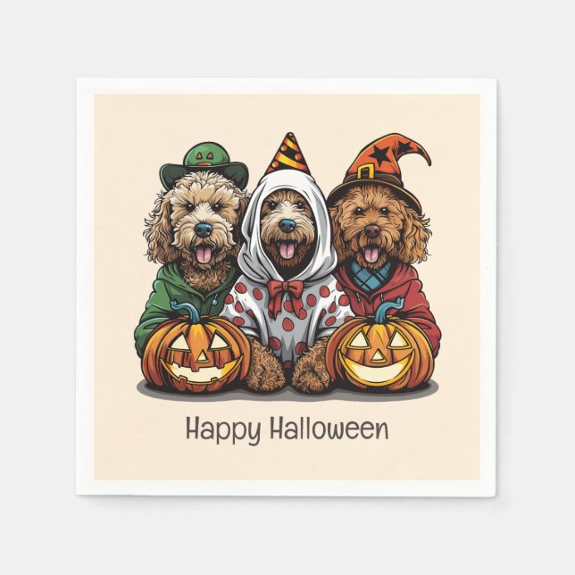 Happy halloween Goldendoodle Hundar Pappersservett (Framsidan)