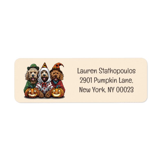 Happy halloween Goldendoodle Hundar Returadress Etikett (Framsidan)