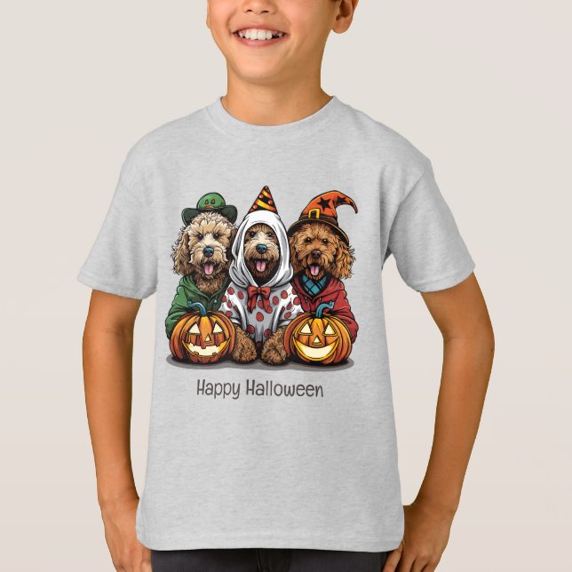 Happy halloween Goldendoodle Hundar T Shirt (Framsida)