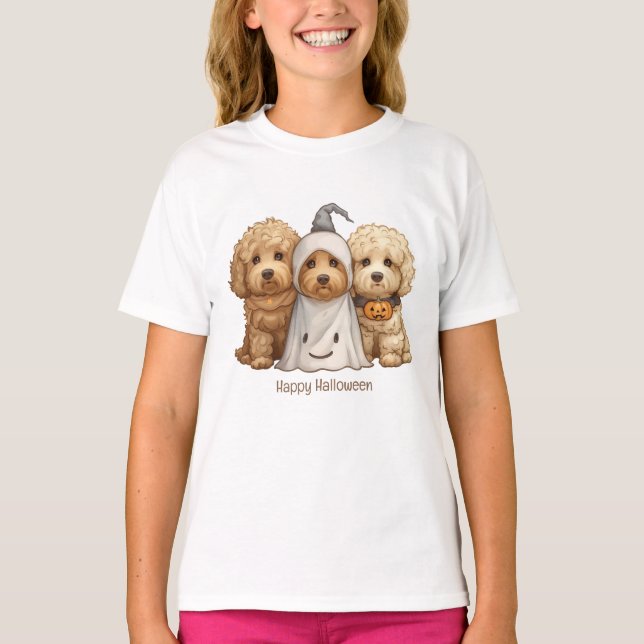 Happy halloween Goldendoodle Hundar T Shirt (Framsida)
