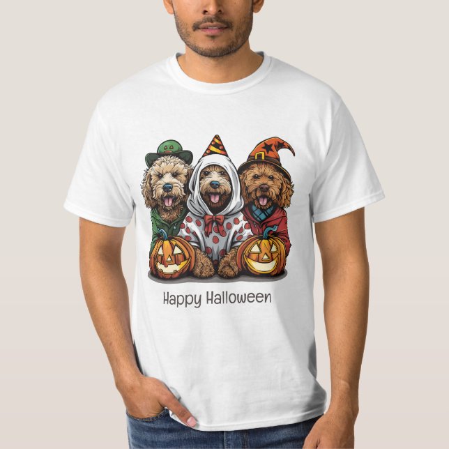 Happy halloween Goldendoodle Hundar T Shirt (Framsida)