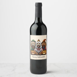 Happy halloween Goldendoodle Hundar Vinflaska Etikett
