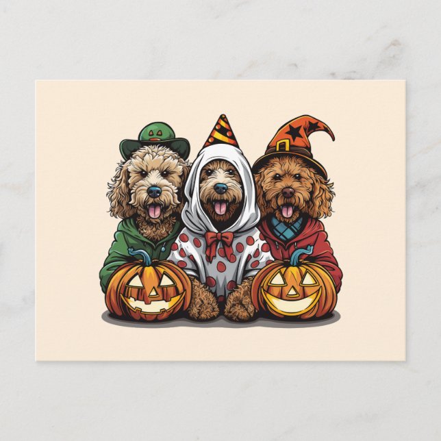Happy halloween Goldendoodle Hundar Vykort (Framsida)