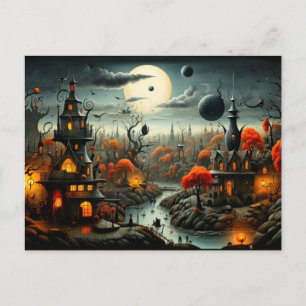 Happy halloween Gothic Haunted liggande Vykort