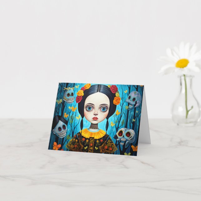 Happy halloween Gothic Witch Girl Design Kort (Liten växt)