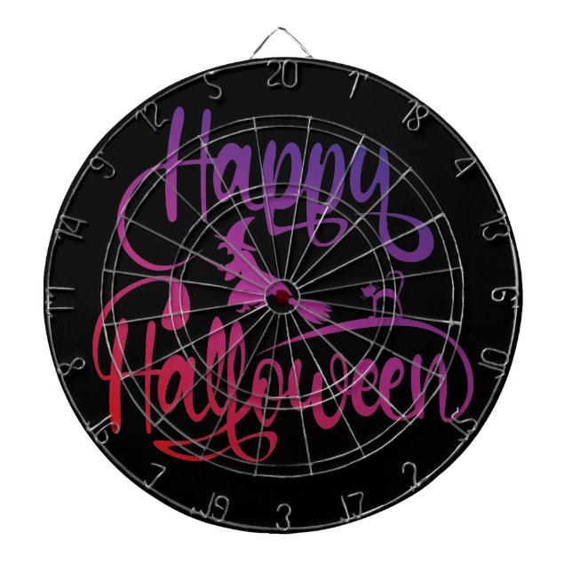 Happy halloween, gradient, häxkatt darttavla (Framsidan)