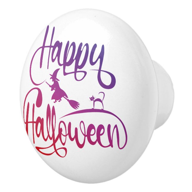 Happy halloween, gradient, häxkatt knopp (Höger)