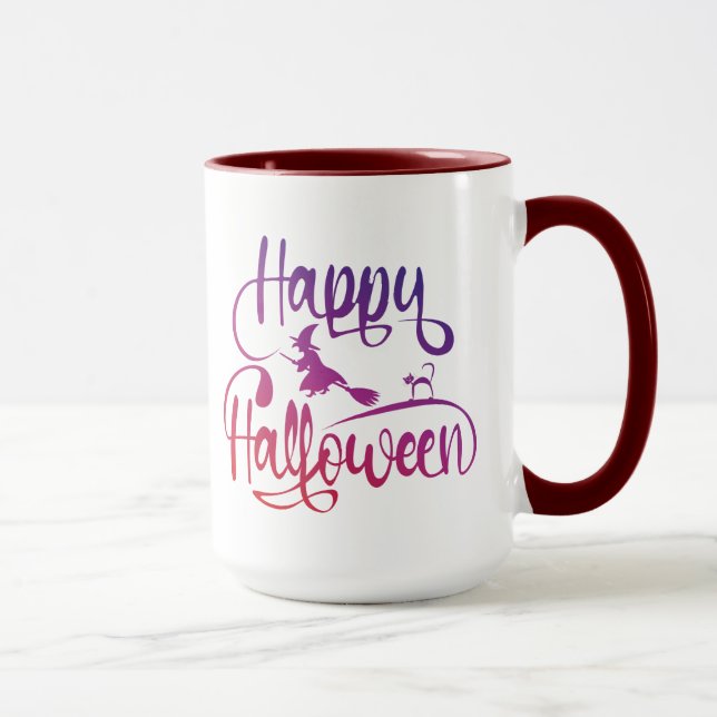 Happy halloween, gradient, häxkatt mugg (Höger)