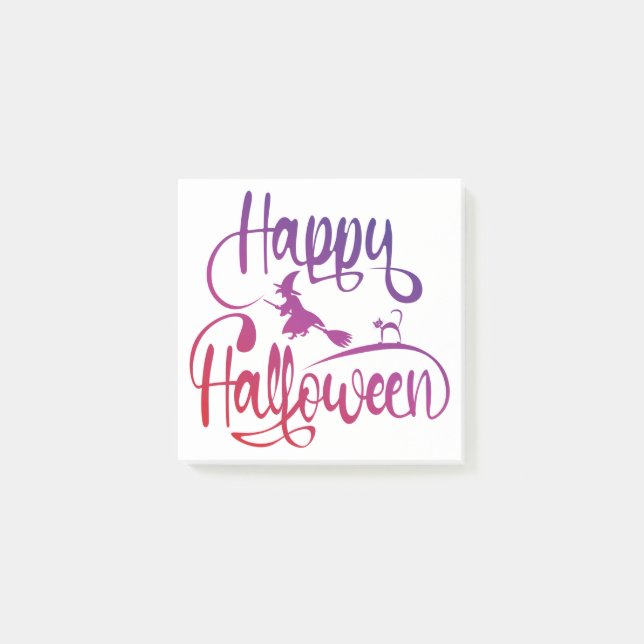 Happy halloween, gradient, häxkatt post-it block (Framsida)