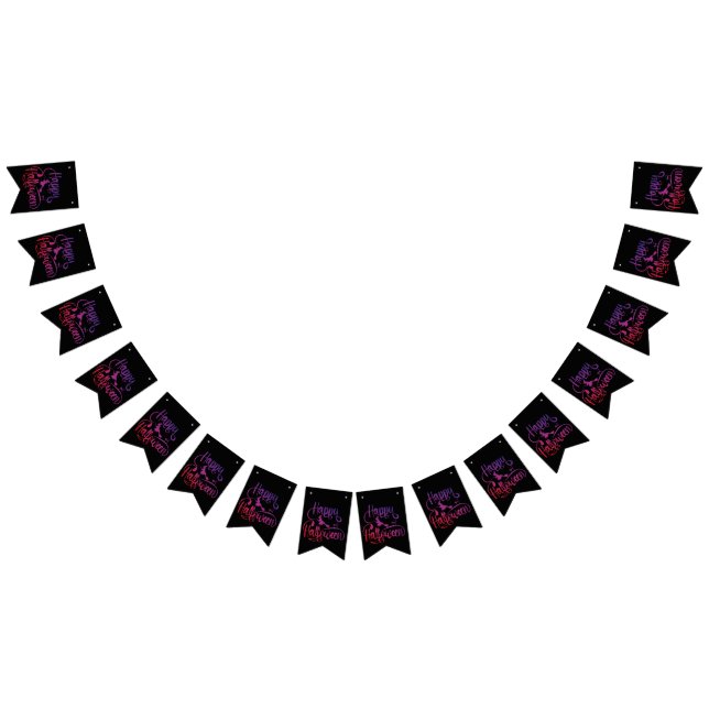 Happy halloween, gradient, häxkatt vimplar (Alla)