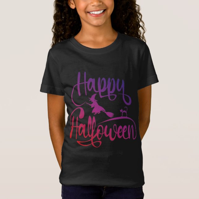 Happy halloween-gradientrödsaxt T-Shirt (Framsida)