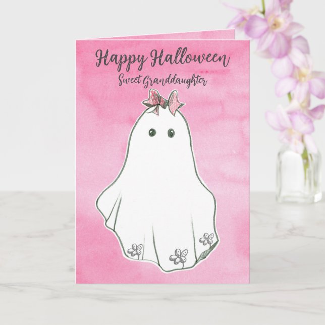 Happy halloween Granddotter Ghost Pinkoween Kort (Orkide)