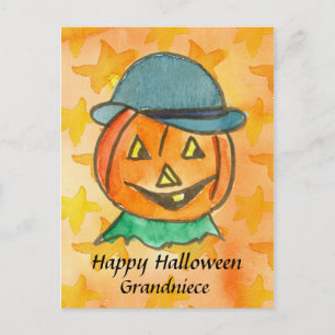 Happy halloween Grandniece Jack-O-Lantern Anpassni Vykort