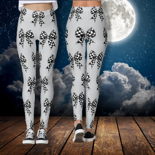 Happy halloween grått-kontrollerade svarta bågar C Leggings