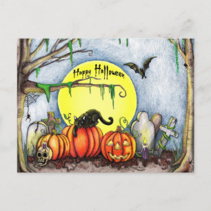 Happy halloween Graveyard Scene Vykort