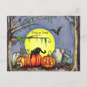 happy halloween Graveyard Scene Vykort
