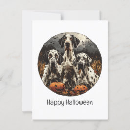 Happy halloween Great dane Hundar Jack o lantern Vykort