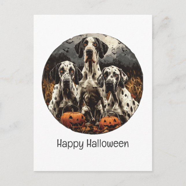 Happy halloween Great dane Hundar Jack o lantern Vykort (Framsida)