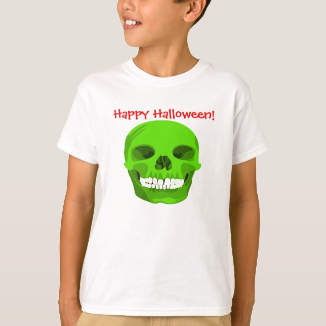 Happy halloween Grönt skalle Kid Tee (Framsida)