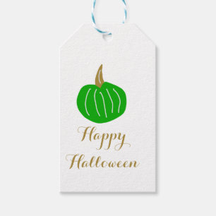 Happy halloween guldpumpa (grönt) oktober presentetikett