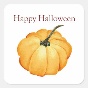 happy halloween gullig orange pumpkin Sticker Fyrkantigt Klistermärke