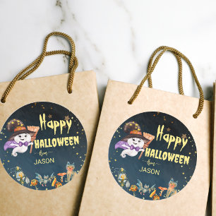 Happy halloween gullspöke runt klistermärke