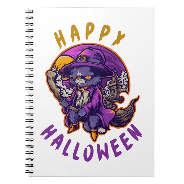 Happy halloween Halloween Witch Cat Anteckningsbok (Framsidan)