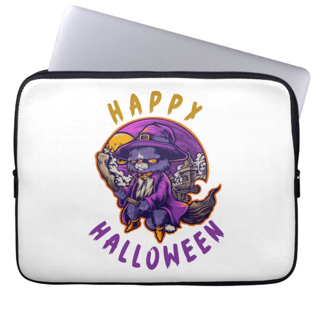 Happy halloween Halloween Witch Cat Laptop Fodral (Framsidan)