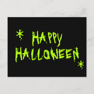 Happy halloween halmin neon-grönt och svart sked vykort
