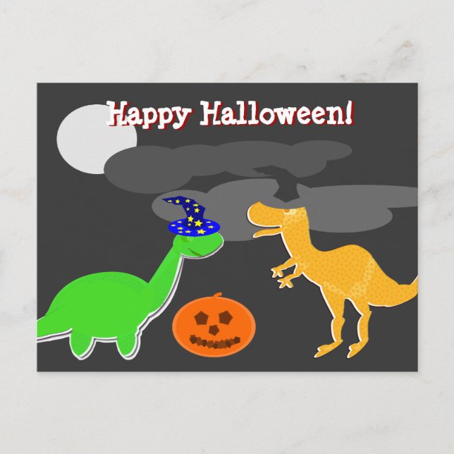 Happy halloween Hälsning Dinosaurs vykort (Framsida)