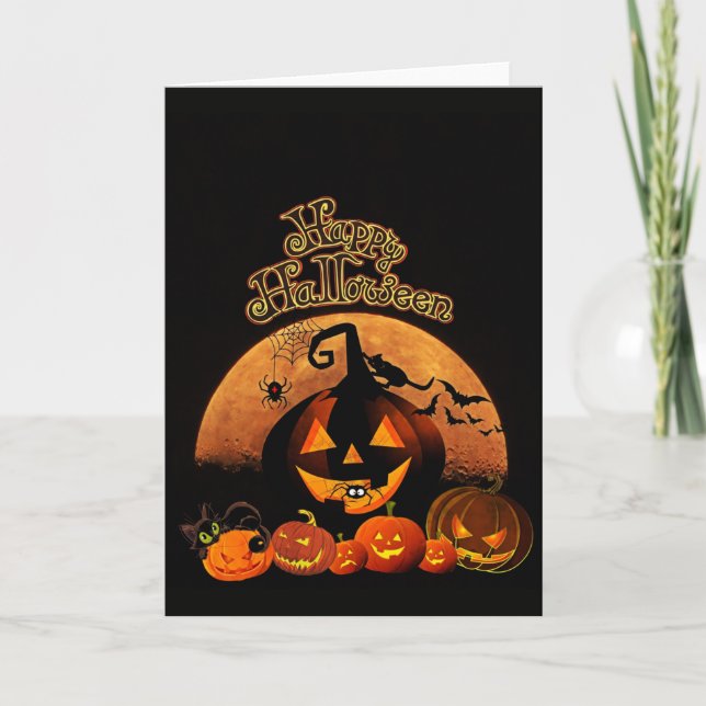 Happy halloween-hälsningskort kort (Framsida)