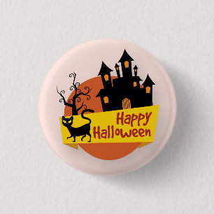 Happy halloween Haunted House Fäst knapp