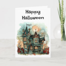Happy halloween Haunted House Hälsning Kort