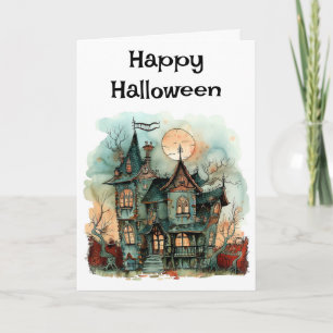 Happy halloween Haunted House Hälsning Kort