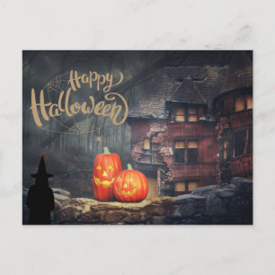 Happy halloween Haunted House Helg Vykort