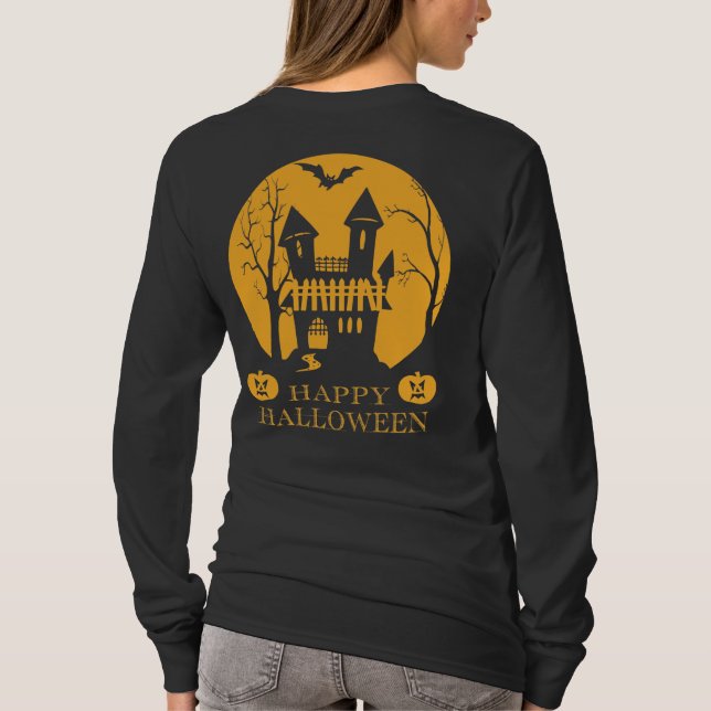 Happy halloween Haunted House Långärmad T Shirt (Baksida)