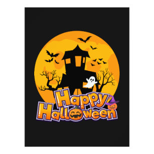 Happy halloween Haunted House Måne Fototryck