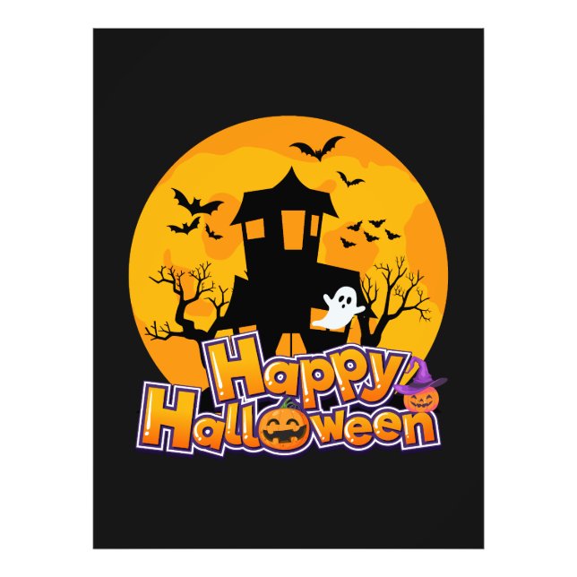 Happy halloween Haunted House Måne Fototryck (Framsidan)