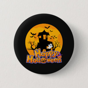 Happy halloween Haunted House Måne Knapp