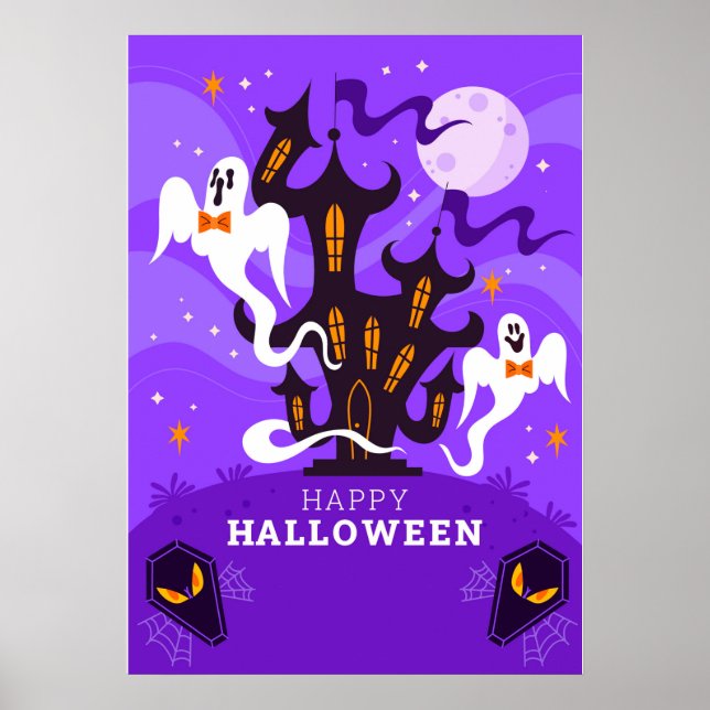 Happy halloween Haunted House och Ghost Poster (Framsidan)
