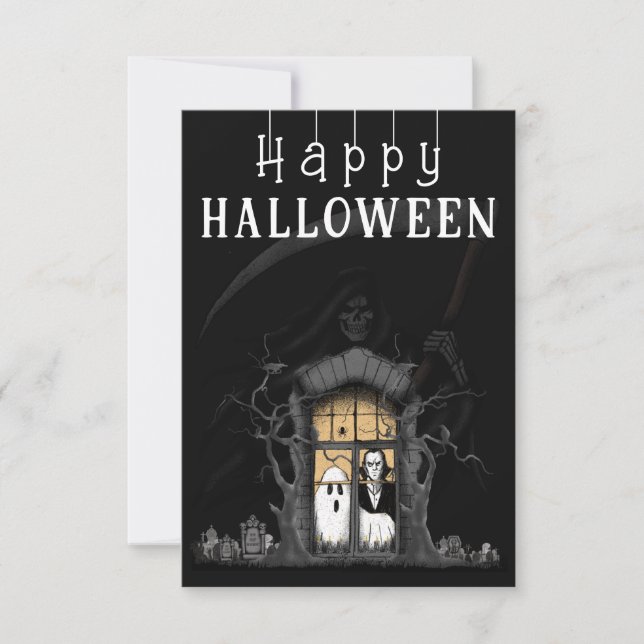 Happy halloween Haunted House Photo Tack Kort (Framsida)
