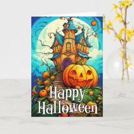 Happy halloween Haunted House & Pumpkin Kort
