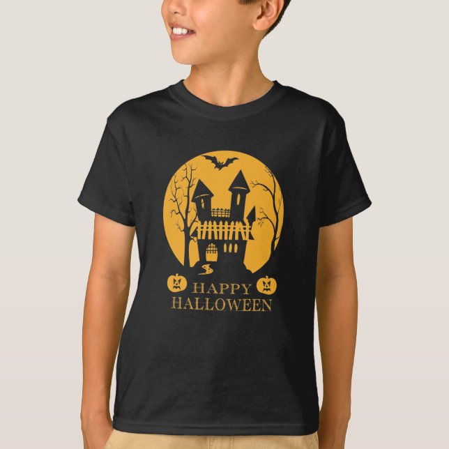 Happy halloween Haunted House T Shirt (Framsida)