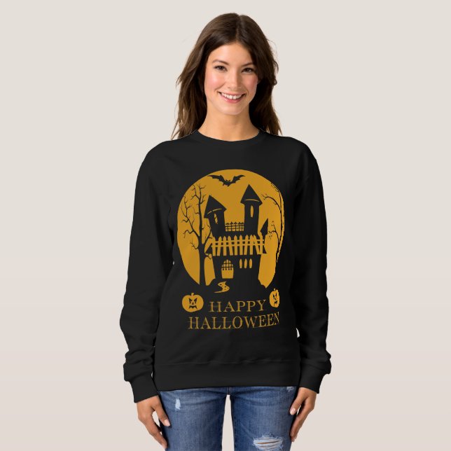 Happy halloween Haunted House T Shirt (Hel framsida)
