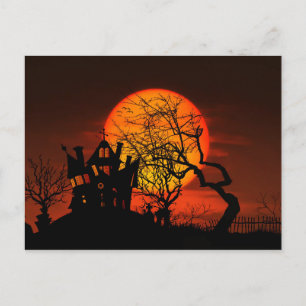 happy halloween Haunted House Vykort
