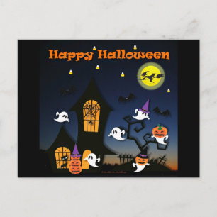 Happy halloween Haunted House Vykort