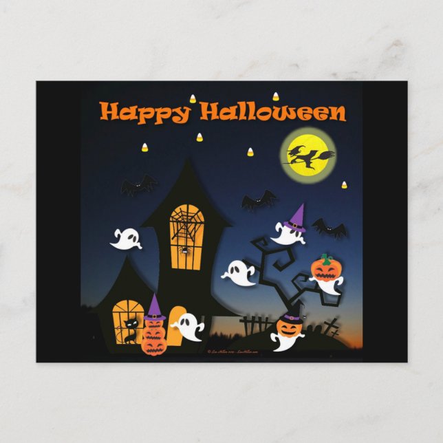 Happy halloween Haunted House Vykort (Framsida)