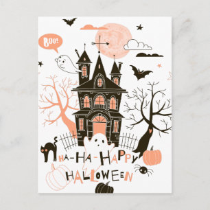 Happy halloween Haunted House Vykort