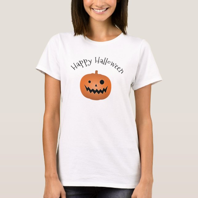 Happy halloween Haunted Jack o lantern Pumpkin T Shirt (Framsida)
