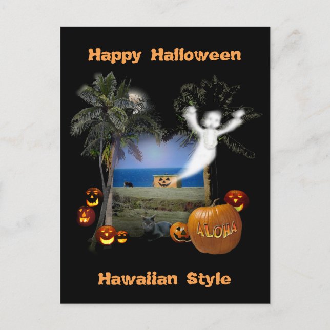 Happy halloween Hawaiian Stil Vykort (Framsida)